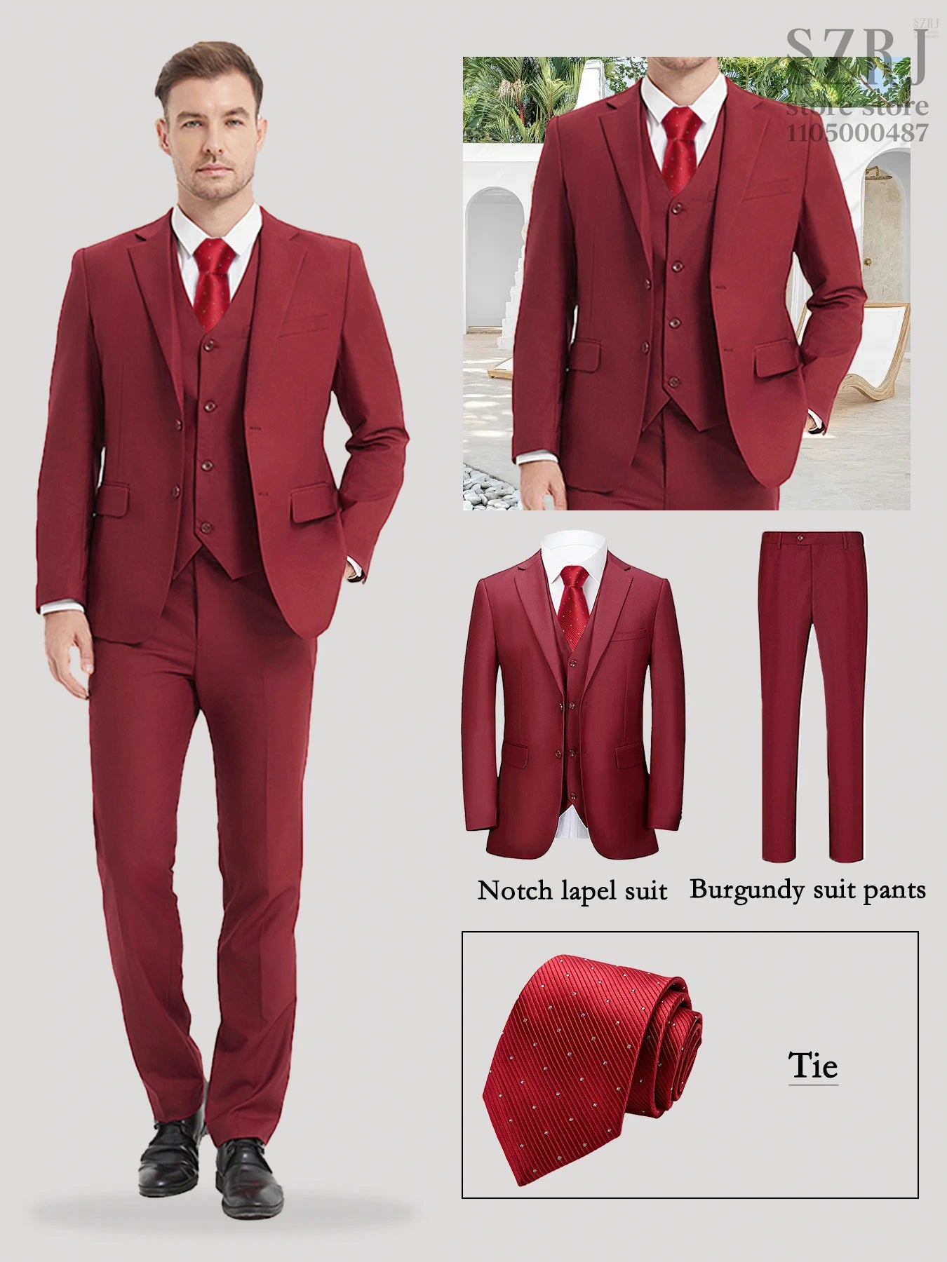 Gentleman Red Tie Suit